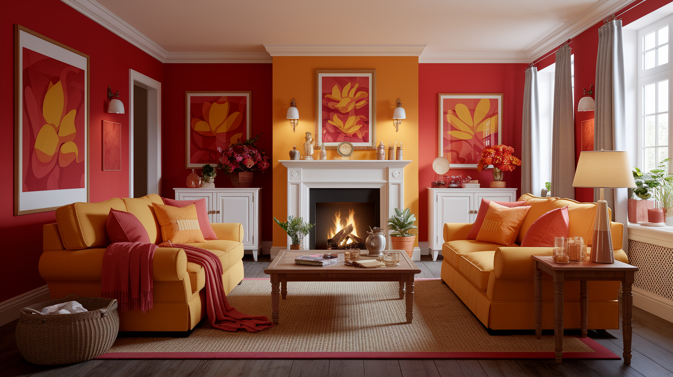Visual representation of warm color psychology showing emotional responses to different warm tones