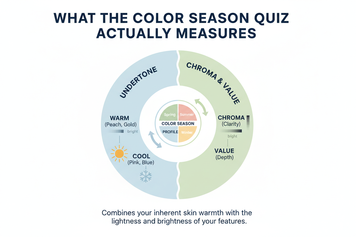 What Is My Color Season Quiz (Step-by-Step) section visual for What the Color Season Quiz Actually Measures