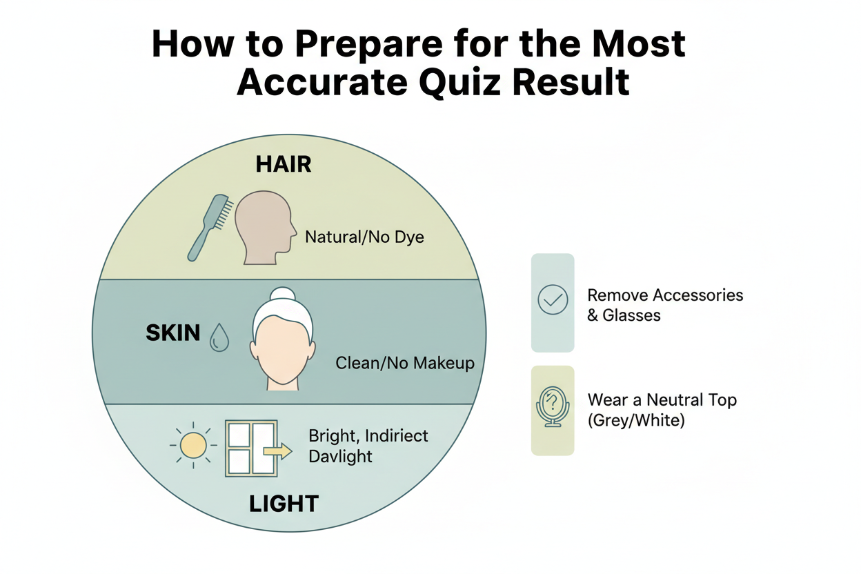 What Is My Color Season Quiz (Step-by-Step) section visual for How to Prepare for the Most Accurate Quiz Result