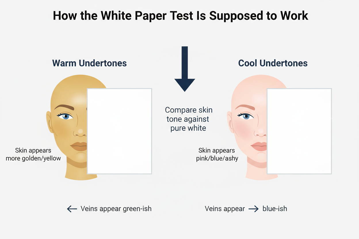 White Paper Undertone Test: Does It Work section visual for How the White Paper Test Is Supposed to Work