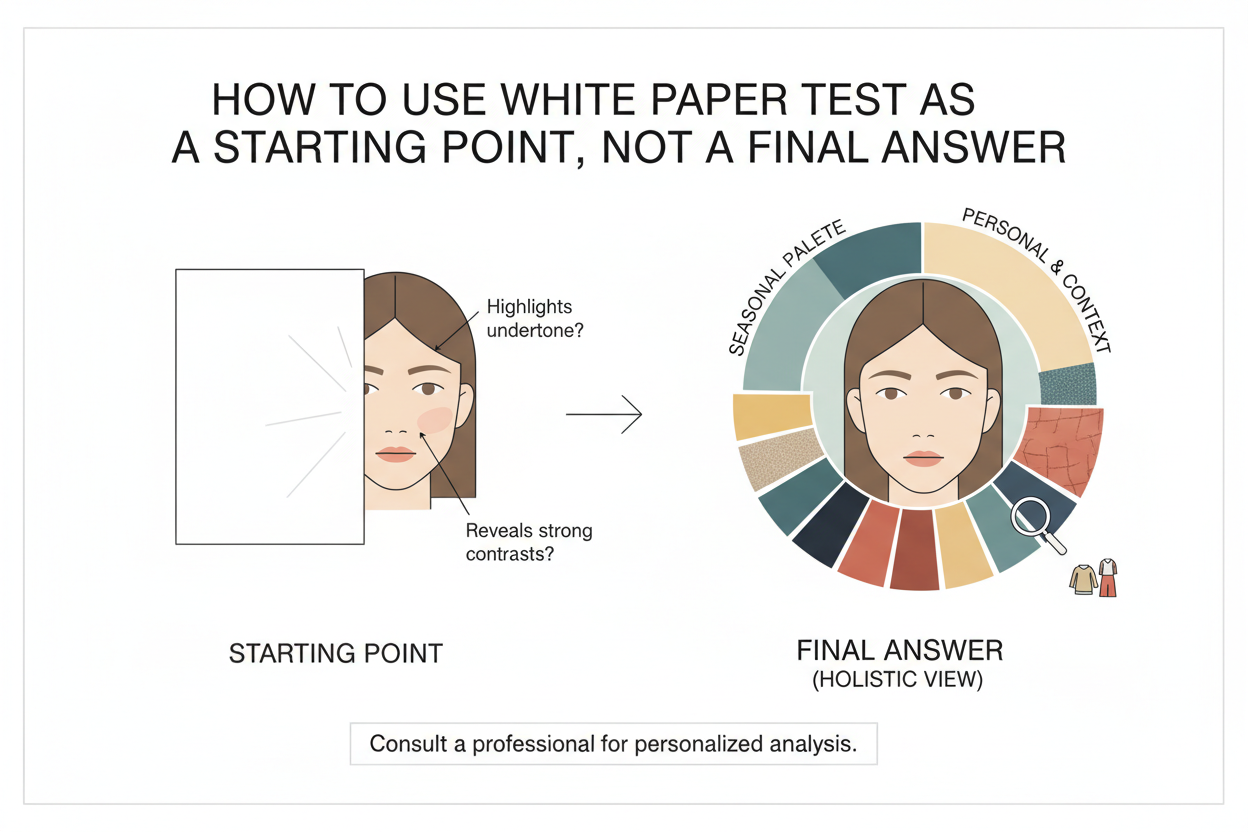 White Paper Undertone Test: Does It Work section visual for How to Use the White Paper Test as a Starting Point, Not a Final Answer